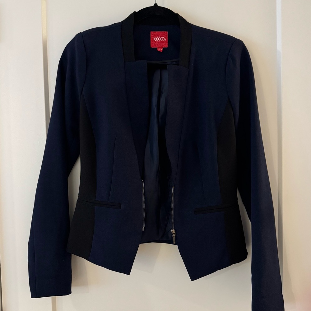 Vintage navy & black paneled blazer